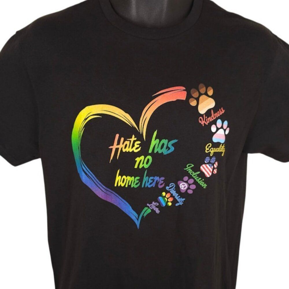 Hate Has No Home T Shirt Mens Size Medium Black Pride LGBTA+ Rainbow Equality
